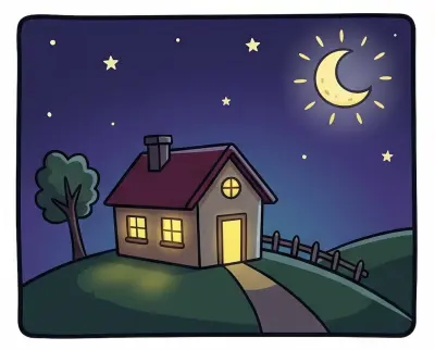At night