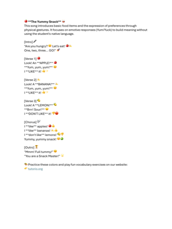 Preview of the-yummy-snack-song-lyrics PDF
